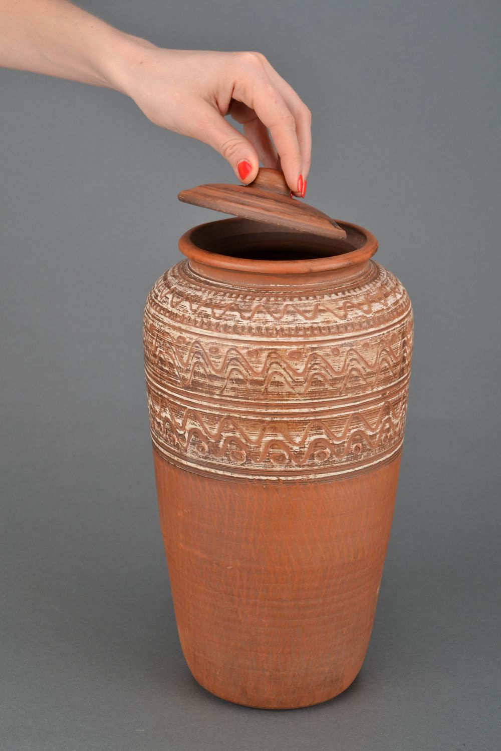 Handmade ceramic pot kilned with milk 5 l photo 2
