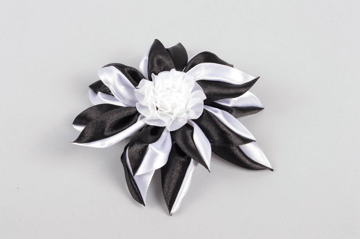 Handmade designer hair clip black and white accessory flower hair clip photo 2