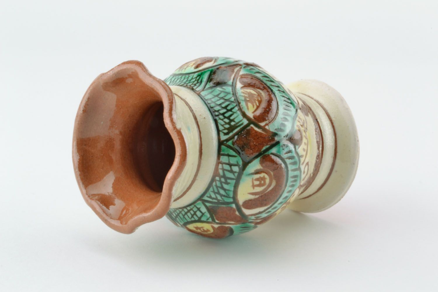 Vaso artesanal de cerâmica decorativo para flores secas com pintura gutsul foto 4