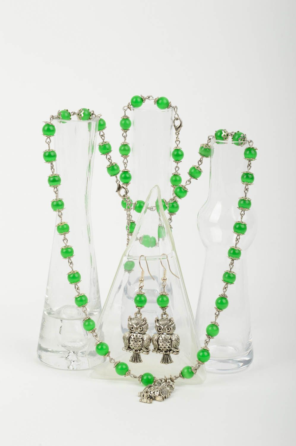 Beautiful handmade set stylish cute jewelry designer green accessories photo 1