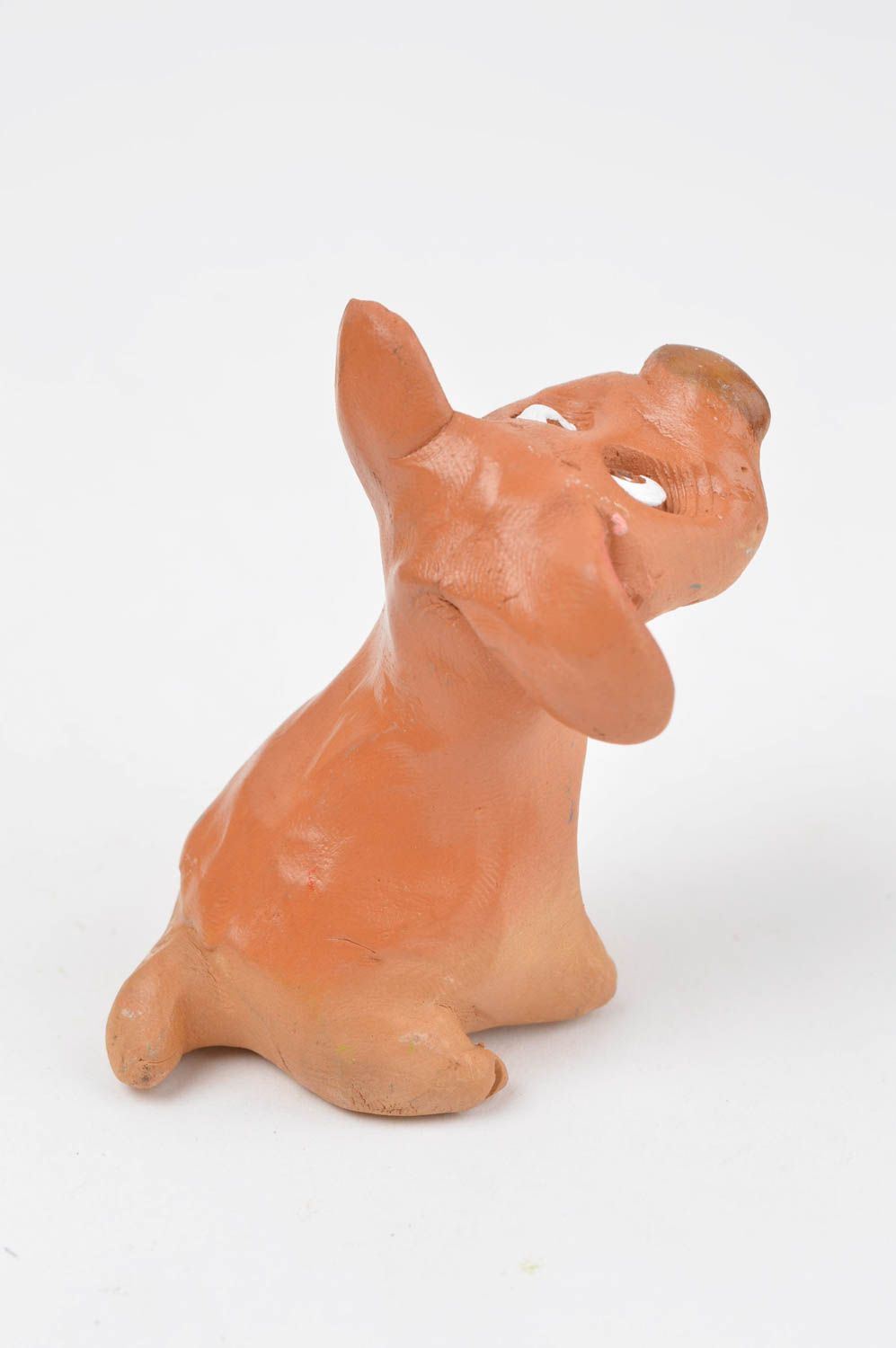 Handmade Hund Tier Figur Keramik Deko Wohnzimmer Dekoration klein braun schön foto 4