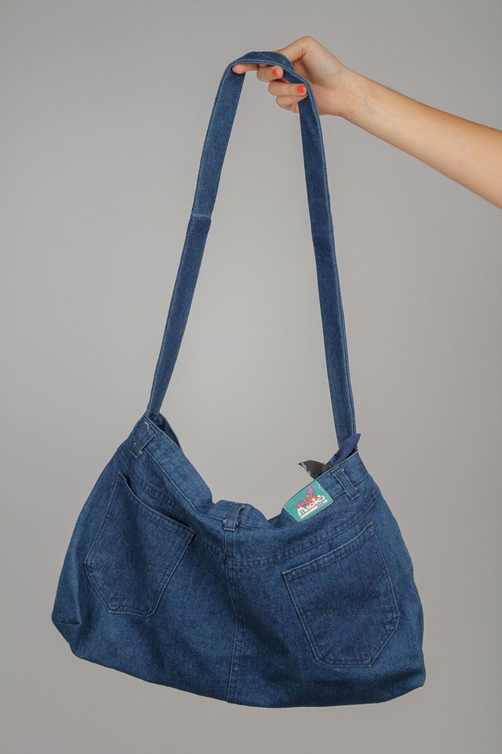 Borsa originale di jeans fatta a mano borsetta bella accessorio da ragazza foto 4
