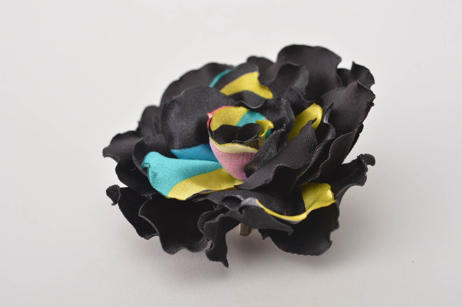 Украшение ручной работы заколка-брошь украшение трансформер с черным цветком фото 5