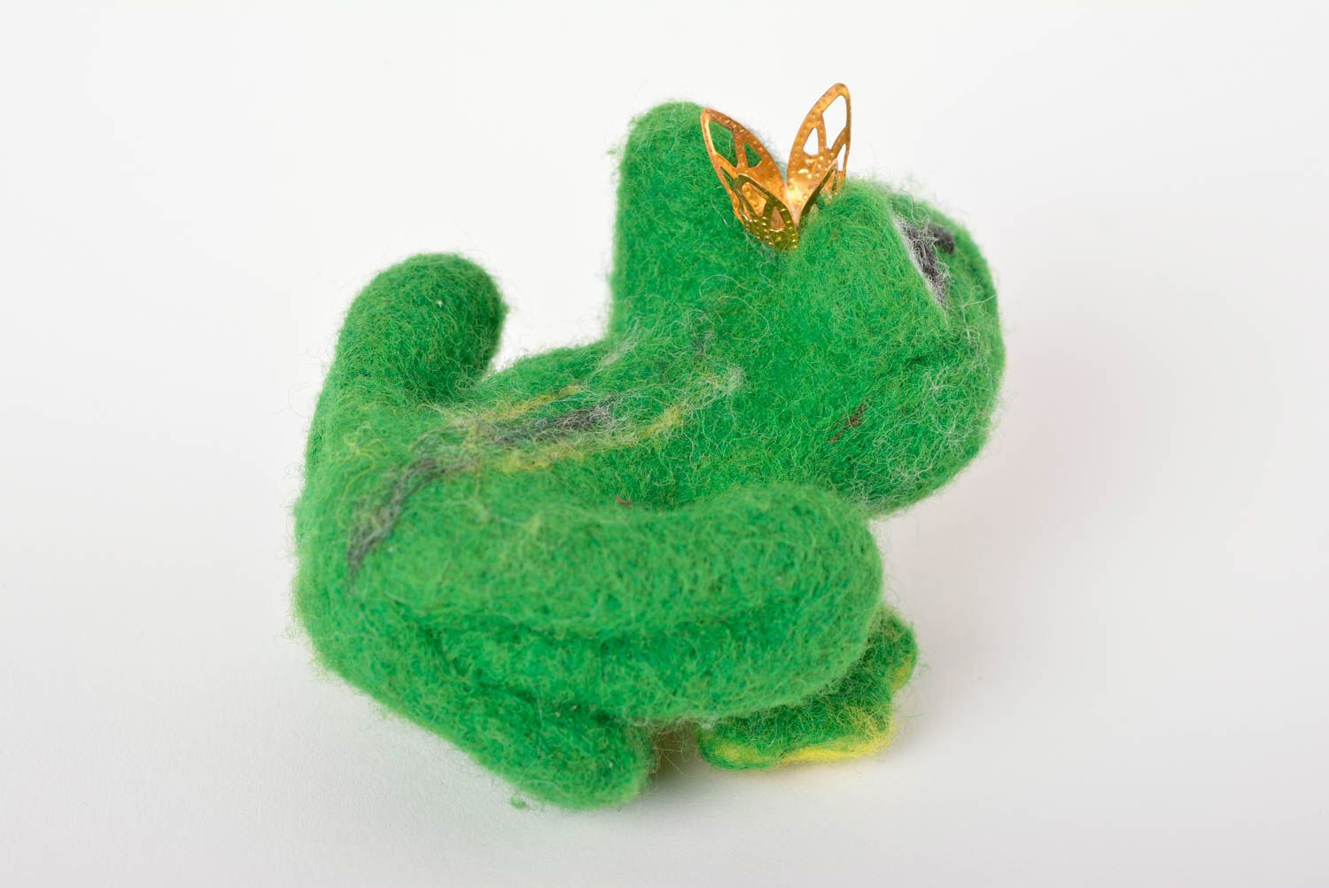 Handgemachte gefilzte Figur Frosch Spielzeug in Grün originelles Geschenk foto 4