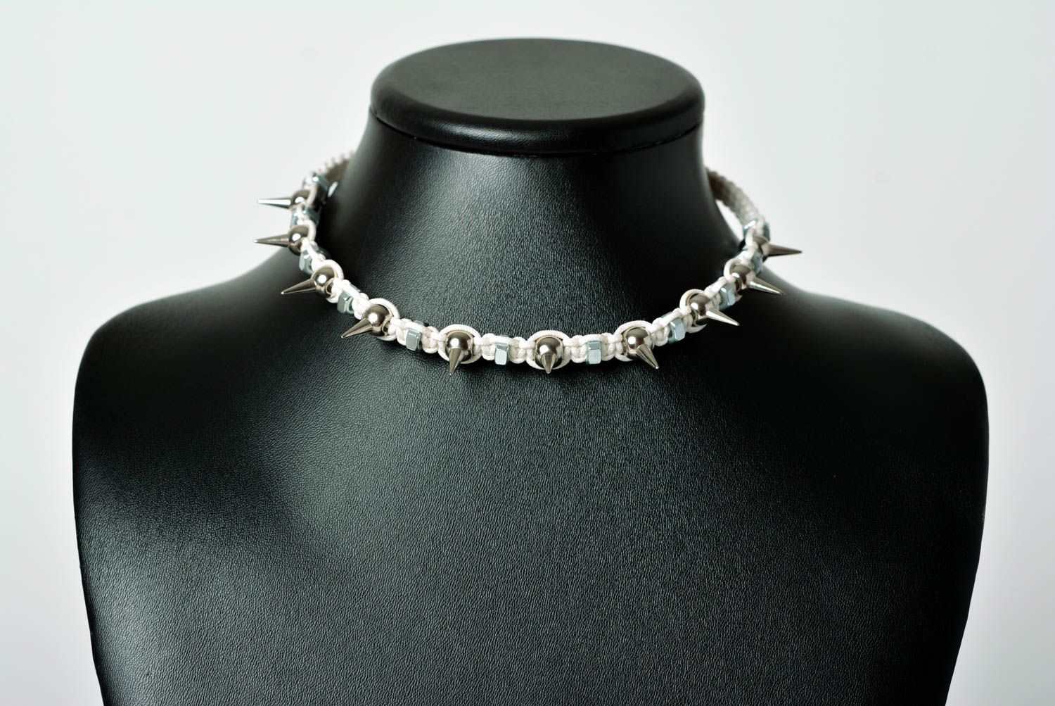 Macrame earrings stylish bracelet macrame necklace with spikes for girl photo 3