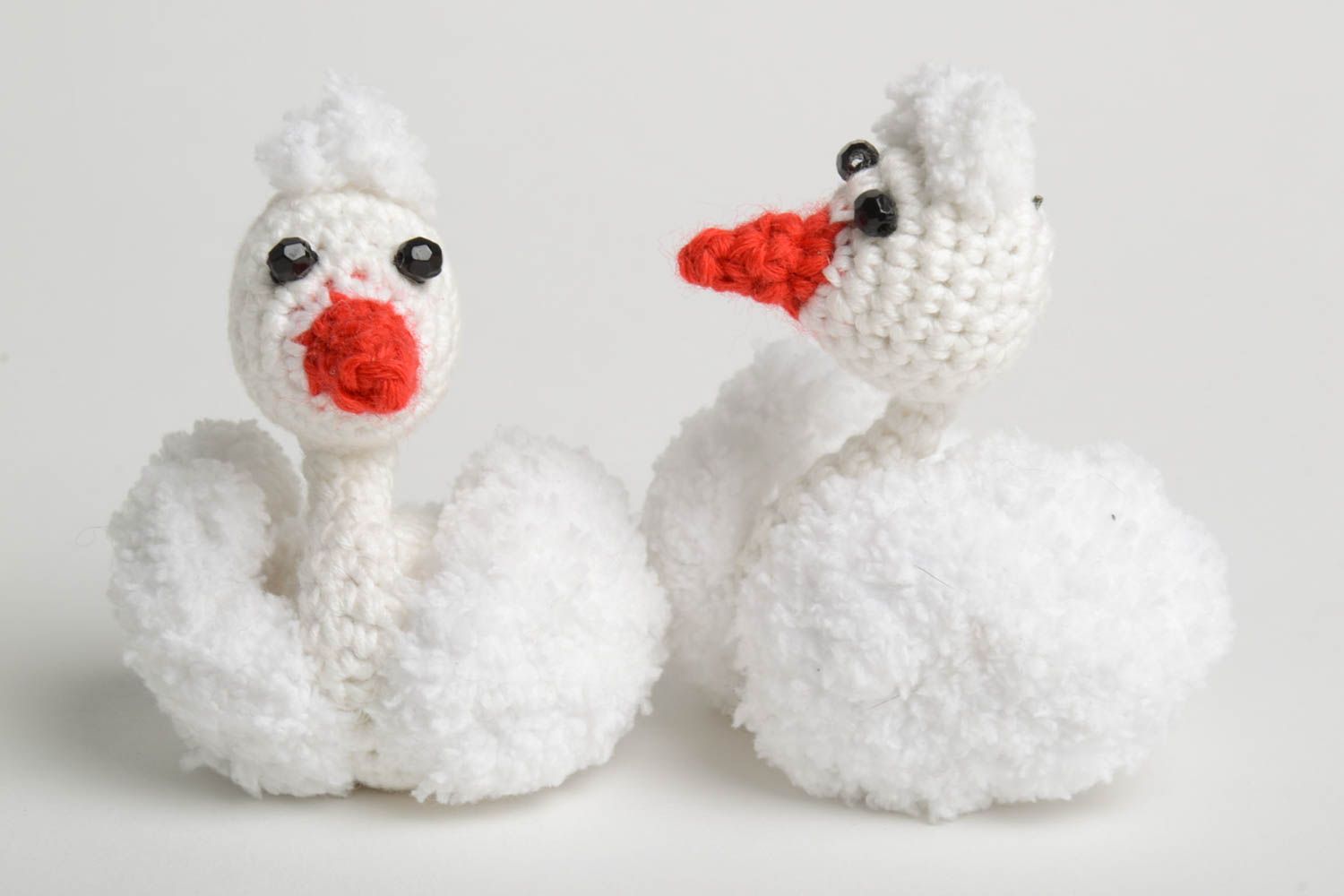 Crocheted present for kids stylish handmade toys unusual soft toys swans photo 5