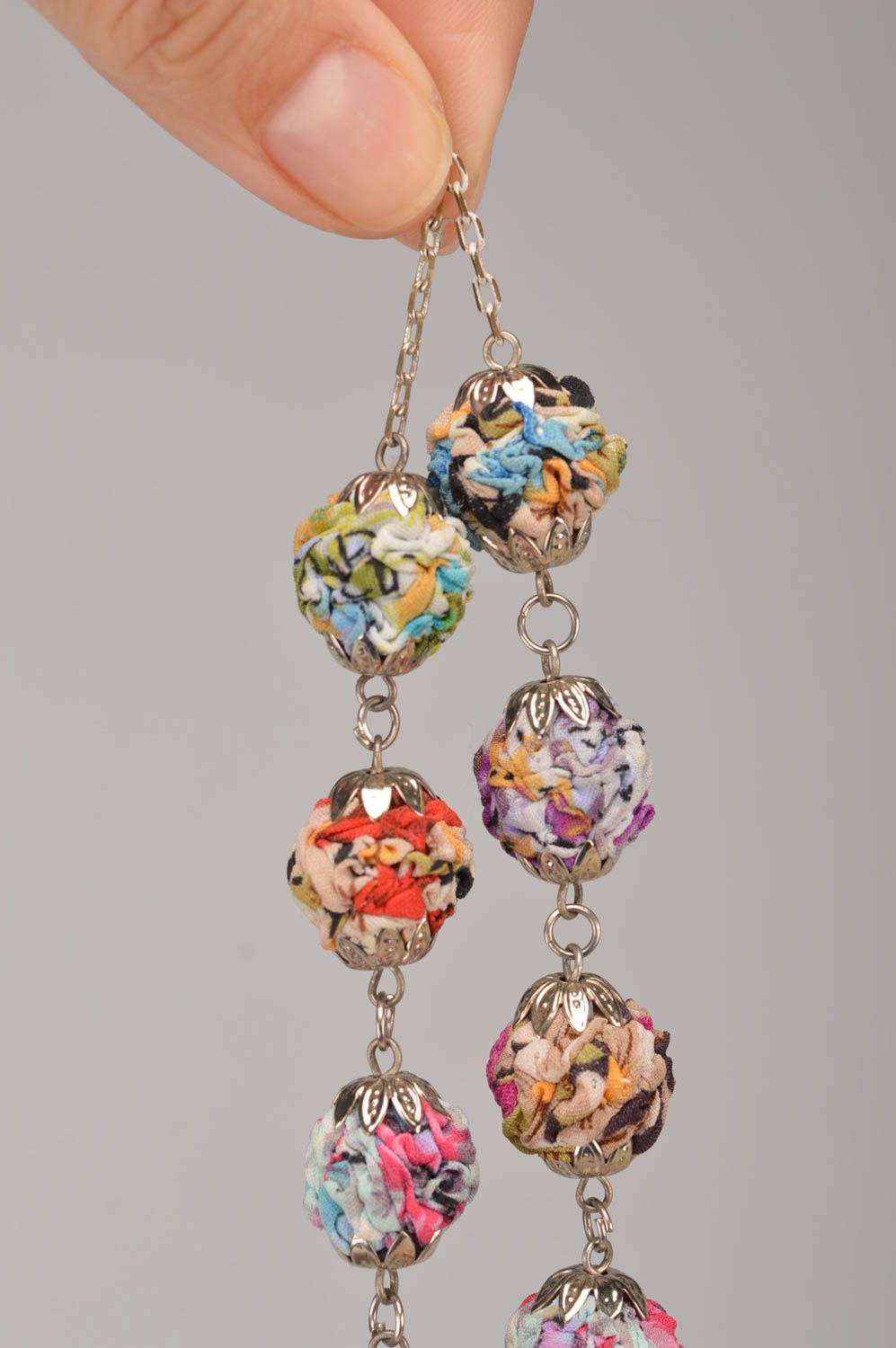 Stylish beautiful necklace handmade textile accessory designer jewelry photo 2