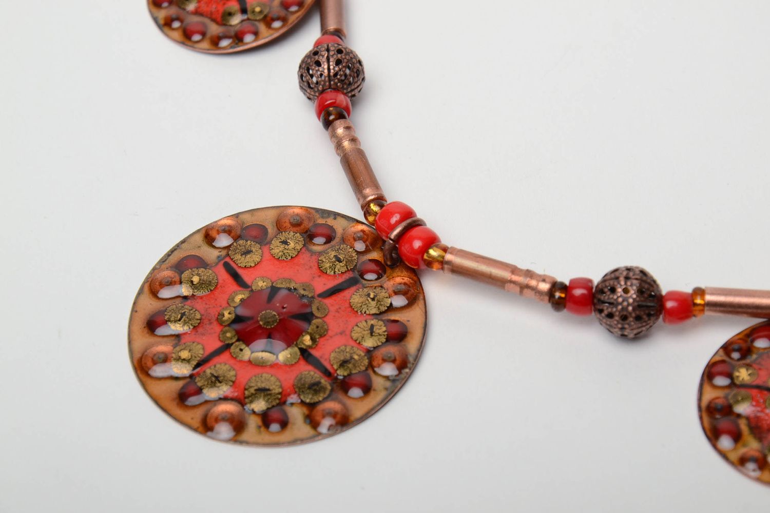 Copper necklace with round charms photo 4