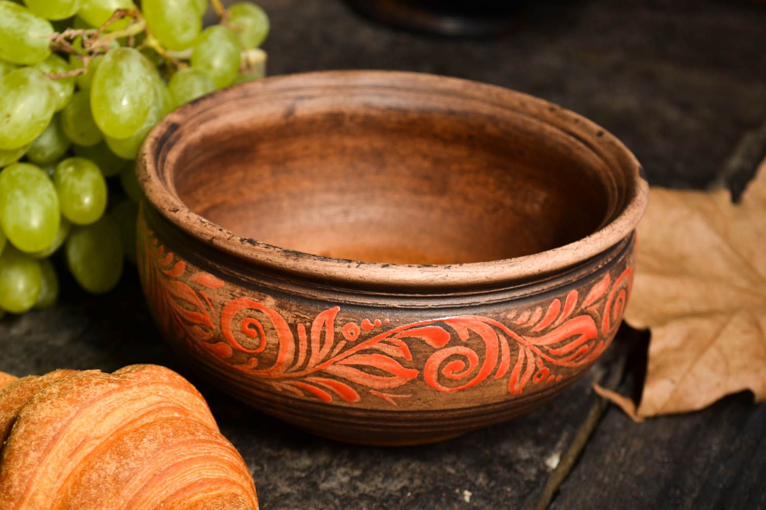 Unusual handmade ceramic bowl 325 ml kitchen supplies pottery tableware photo 1