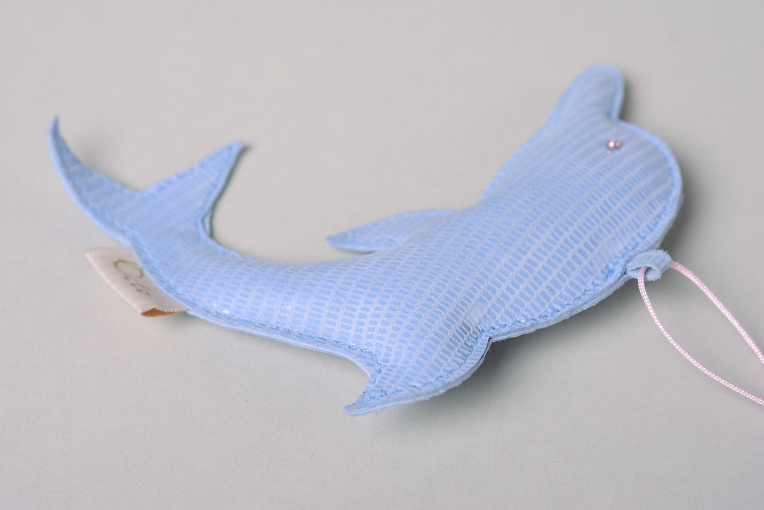 Colgante de cuero hecho a mano accesorio para bolso Delfín azul foto 4