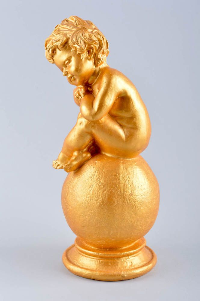 Figurine en plâtre bronze fait main Statuette déco couleur dorée Déco maison photo 5