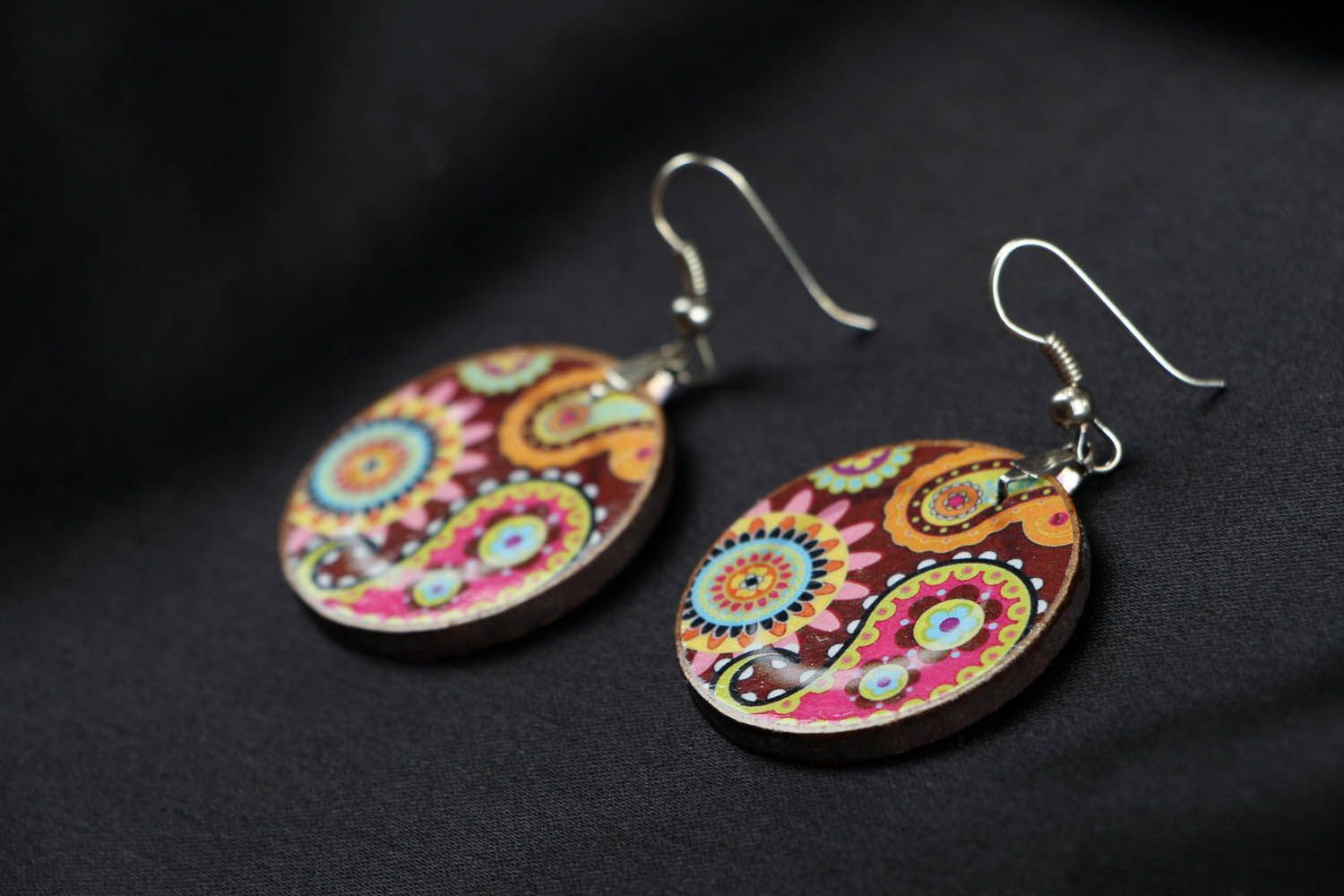 Round earrings made of polymer clay photo 2