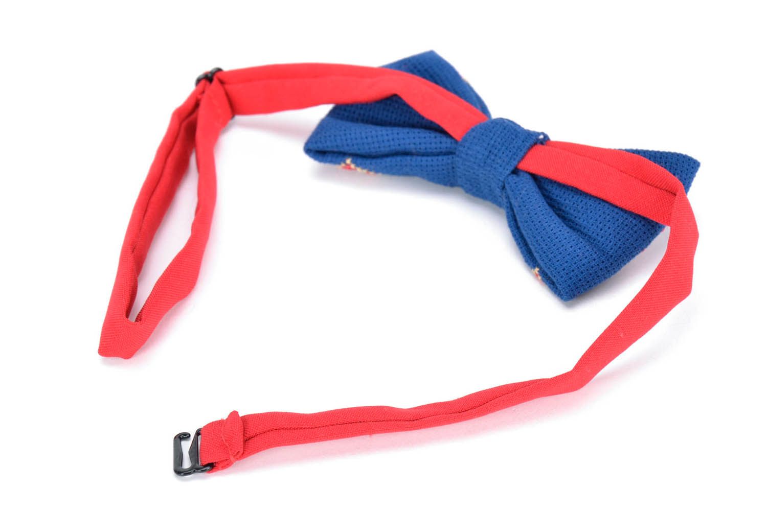 Bow tie made of blue gabardine photo 3