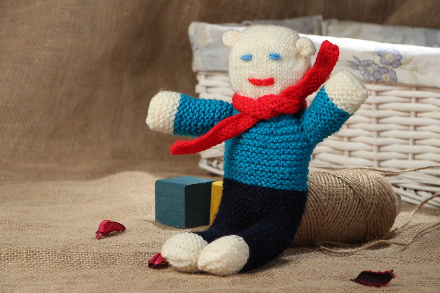 Orsetto a maglia fatto a mano pupazzo morbido giocattolo da bambini a uncinetto
 foto 5