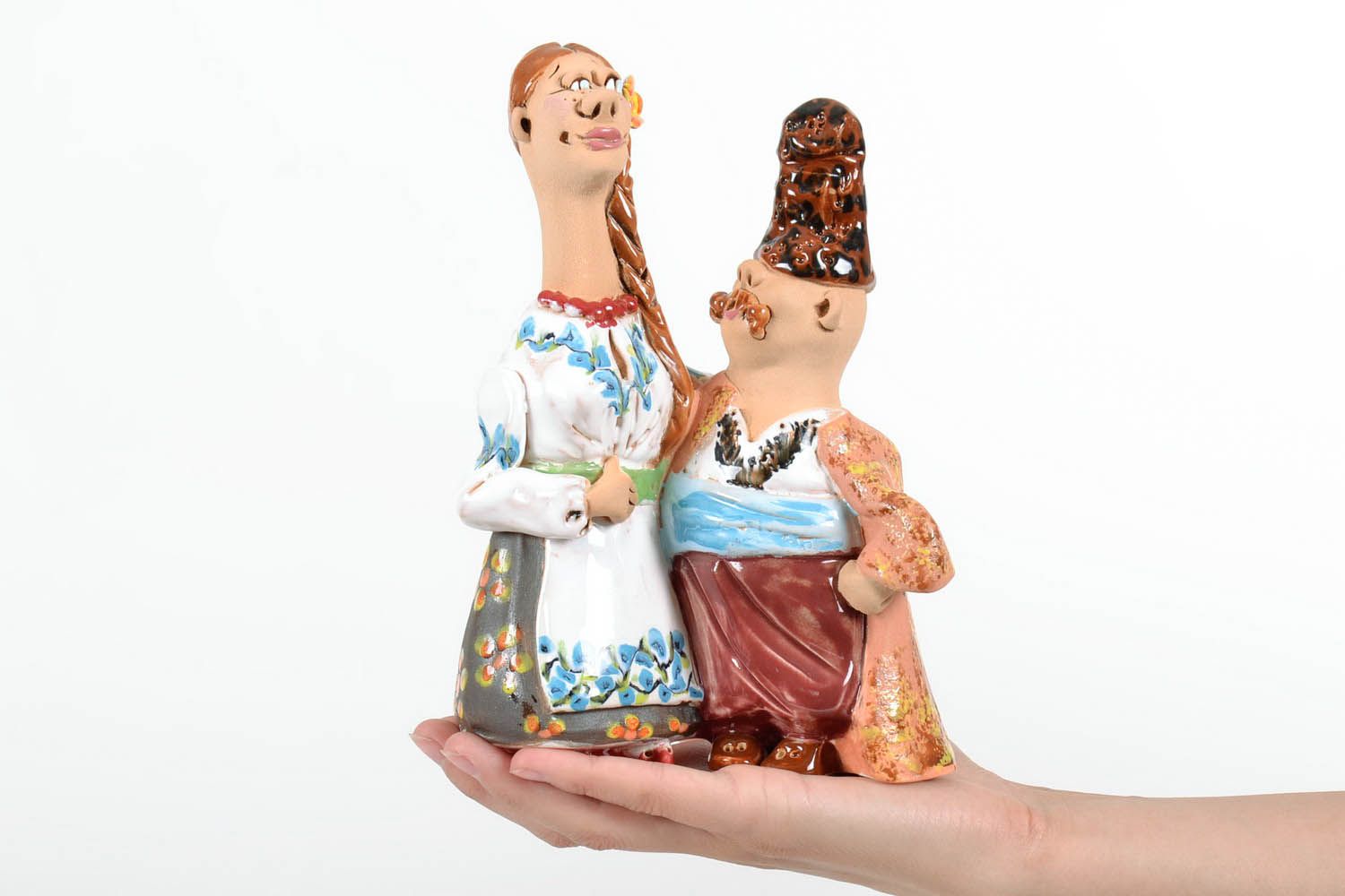 Figurine céramique fait main en forme de couple photo 5