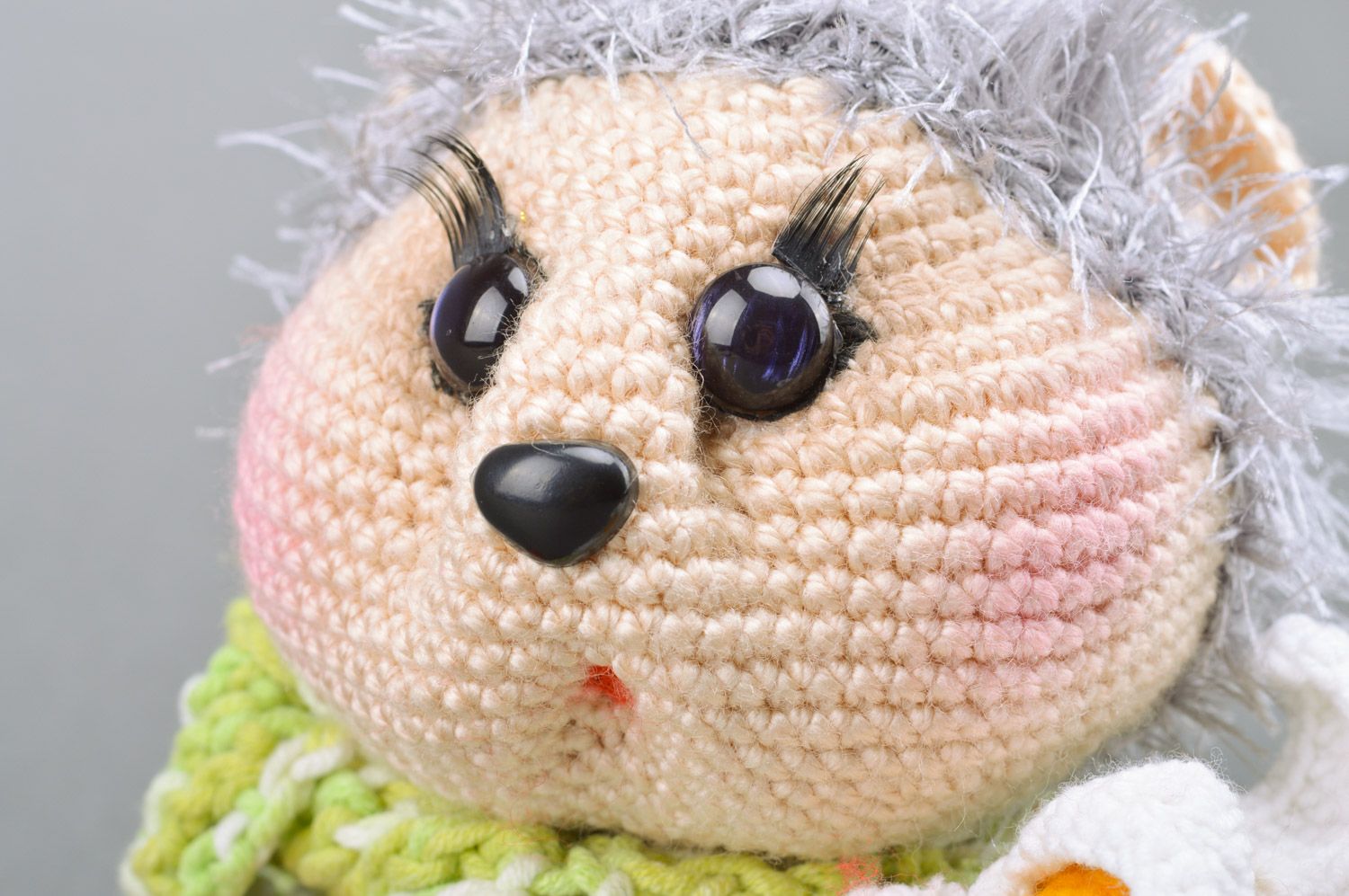 Handmade soft toy hedgehog crochet of acrylic threads photo 4