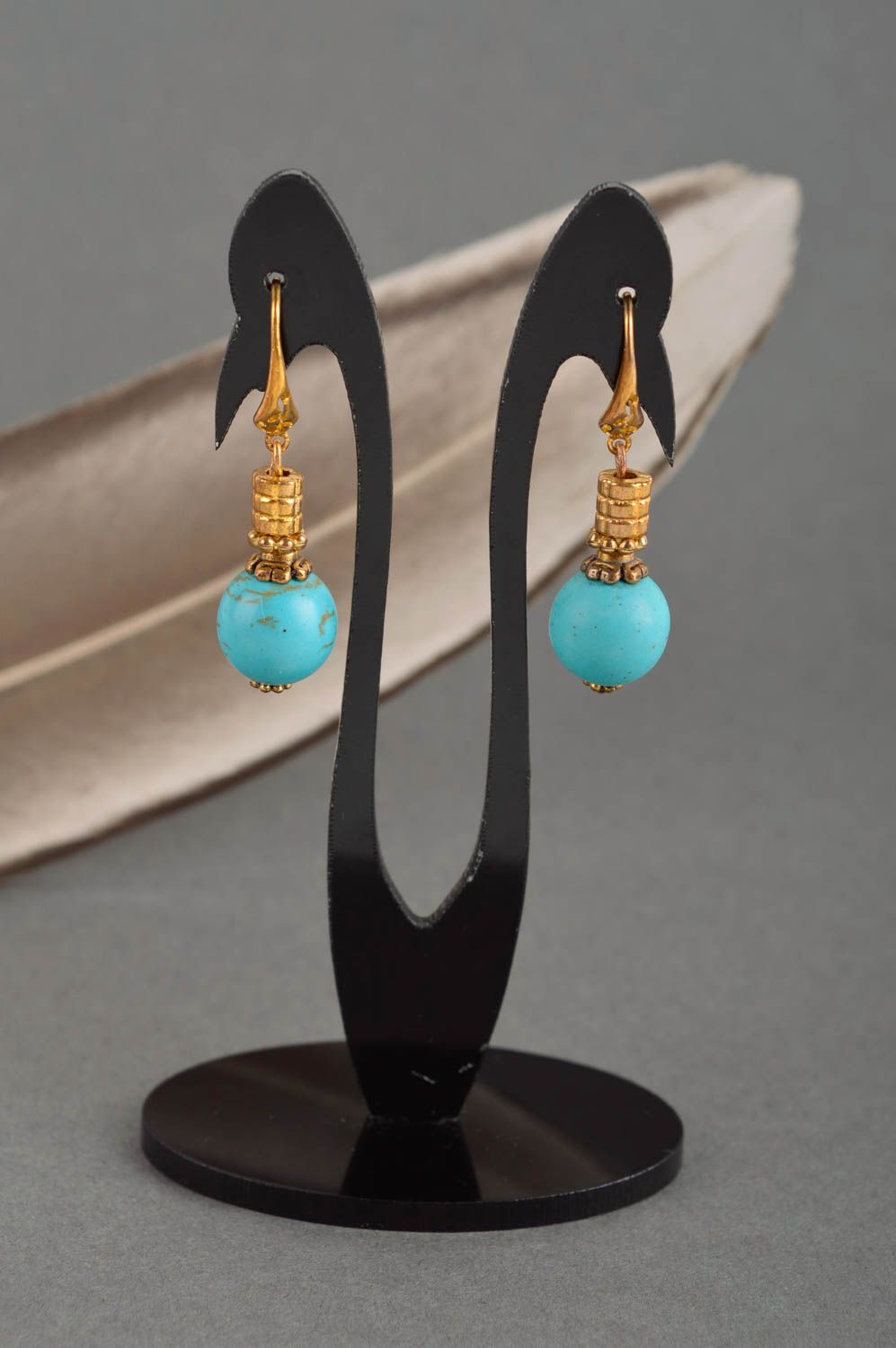 Handmade earrings designer jewelry turquoise earrings fashion accessories photo 1