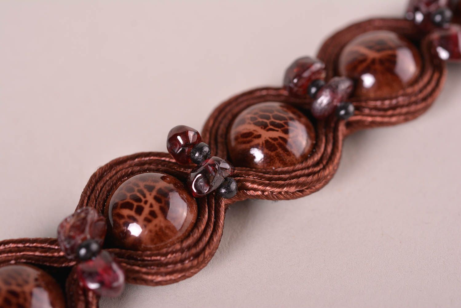 Handmade soutache bracelet gemstone bracelet designs textile jewelry for girls photo 5