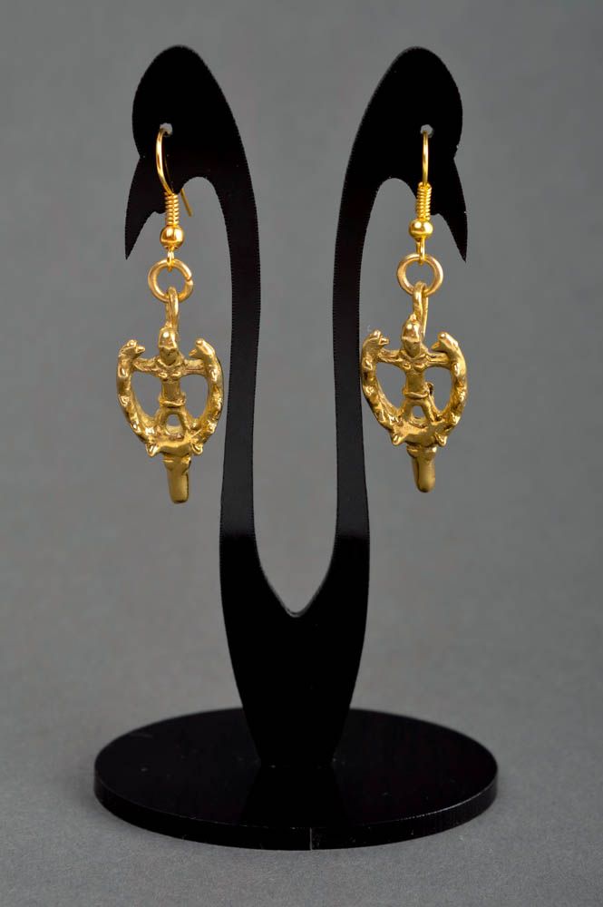 Lange Ohrhänger handmade Metall Schmuck Ohrringe für Damen künstlerisch schön foto 1