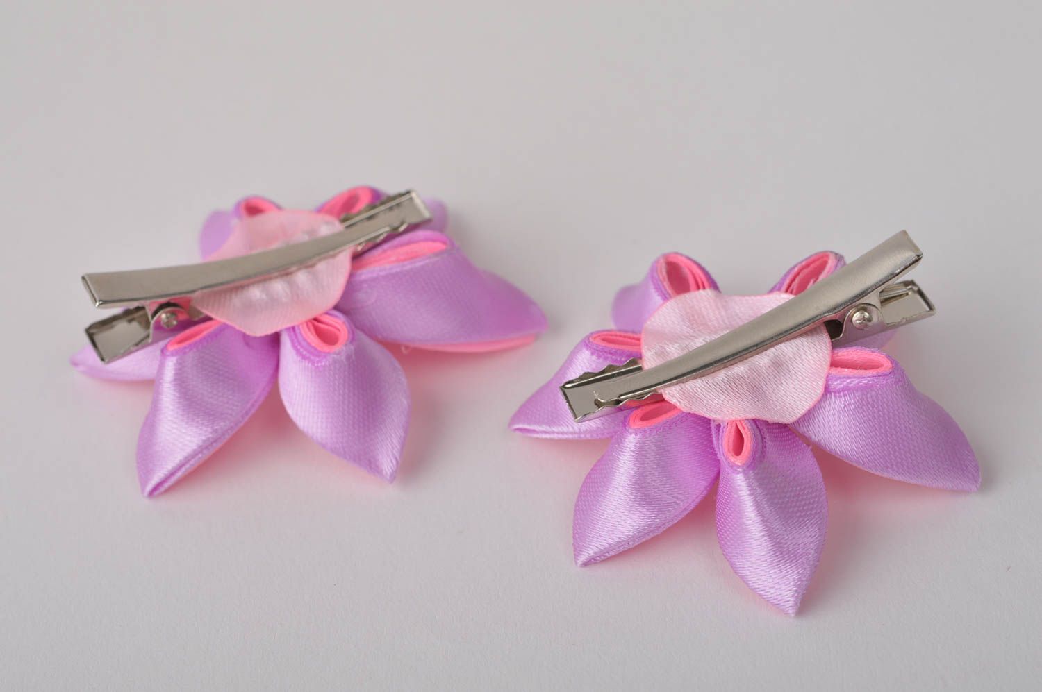 Handmade flower barrette hair clip 2 pieces kanzashi flowers accessories for her photo 5