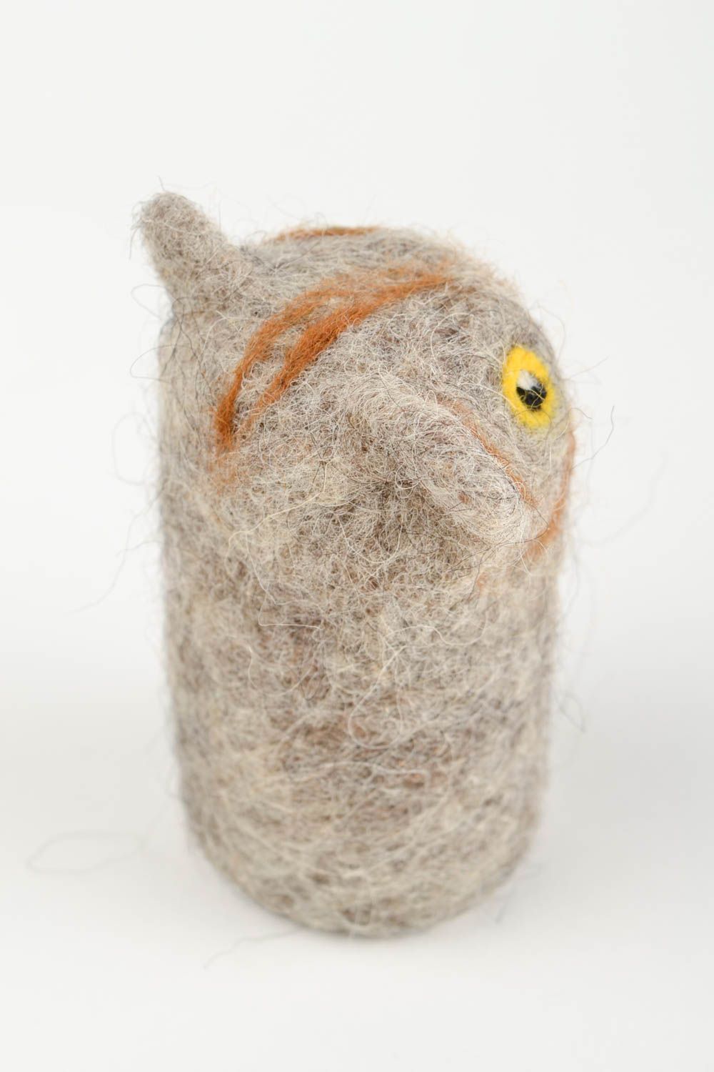 Peluche chat gris-marron Jouet fait main en laine feutrée Cadeau enfant photo 5