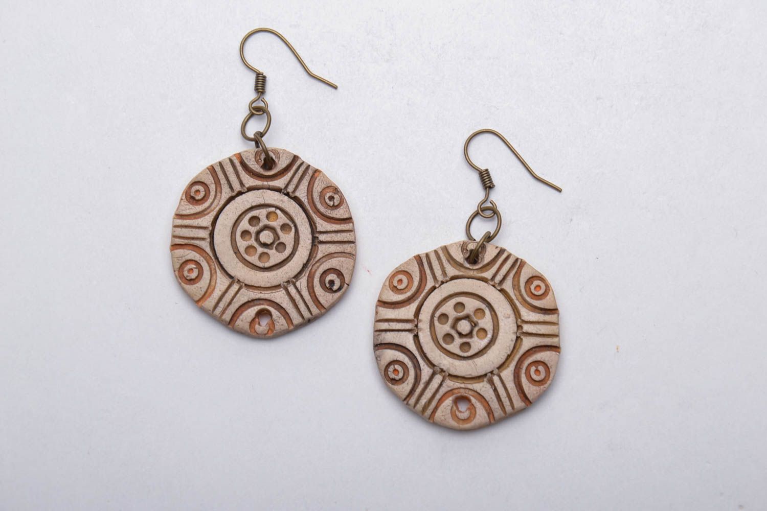 Painted clay earrings photo 3