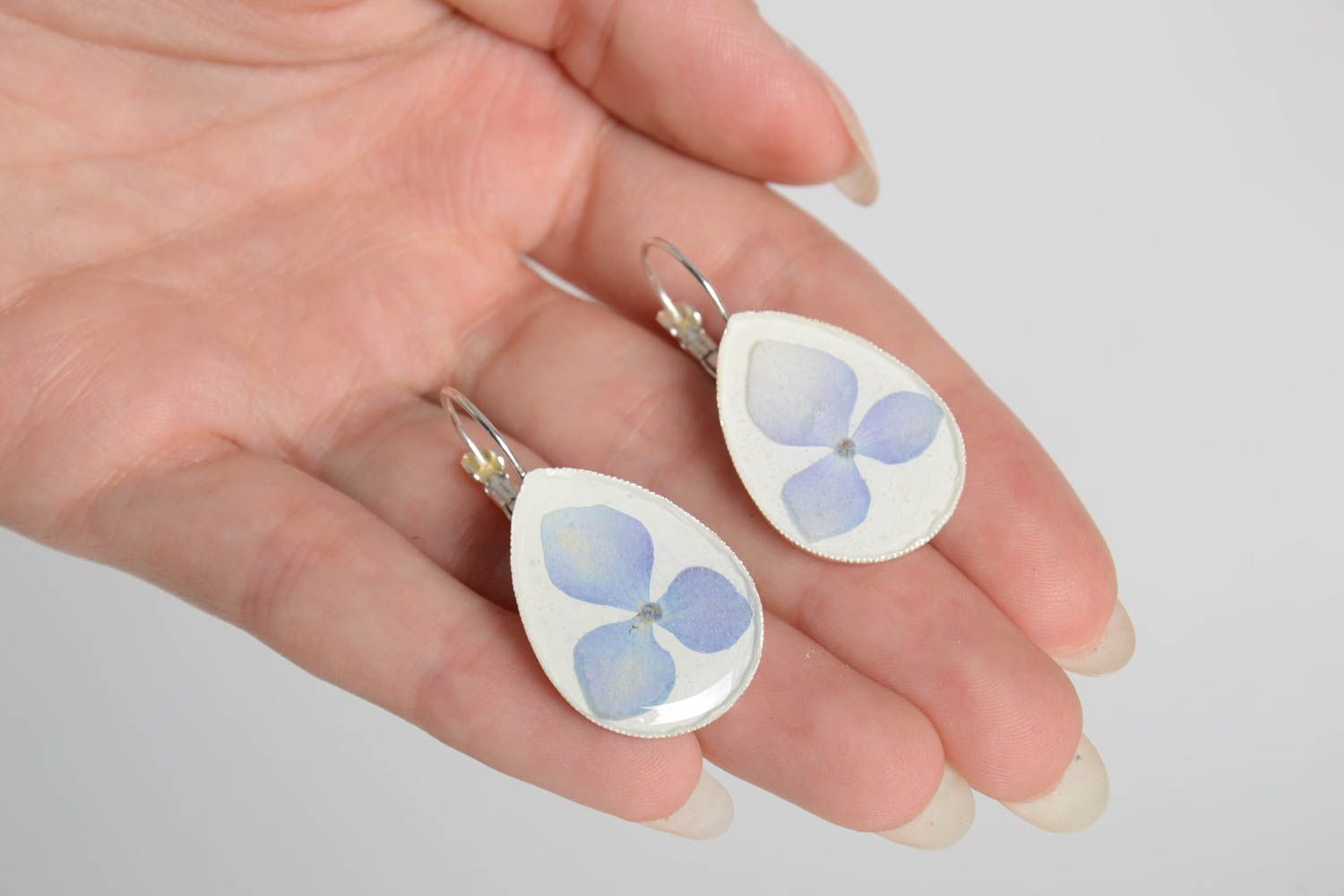 Handmade elite accessory designer botanical jewelry unusual dry flower earrings photo 5
