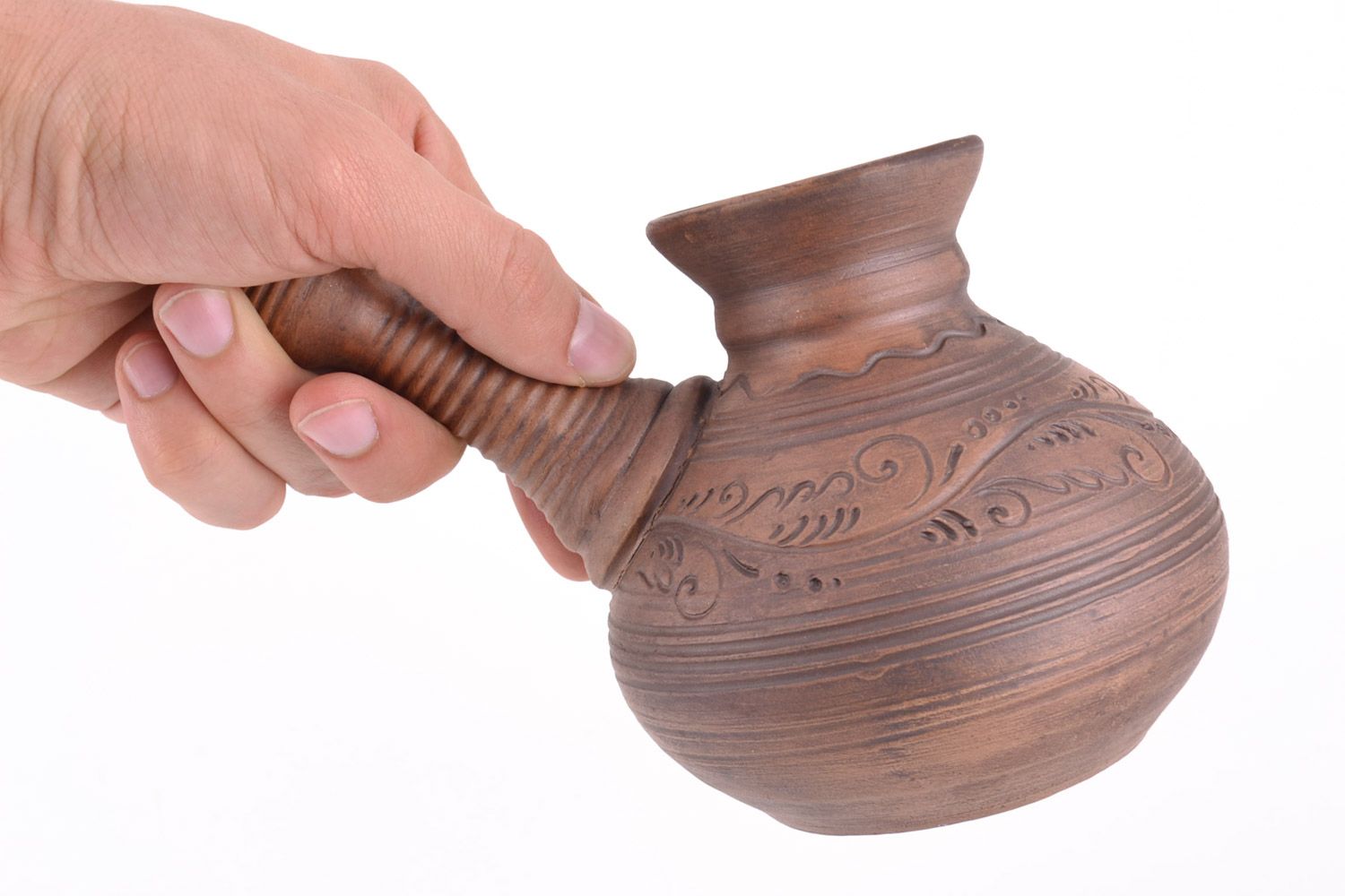 Handmade ceramic Turkish coffee pot kilned with the use of milk for 400 ml photo 2