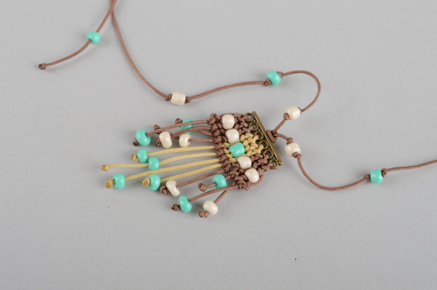 Handmade pendant designer pendant unusual gift threads pendant gift for women photo 4