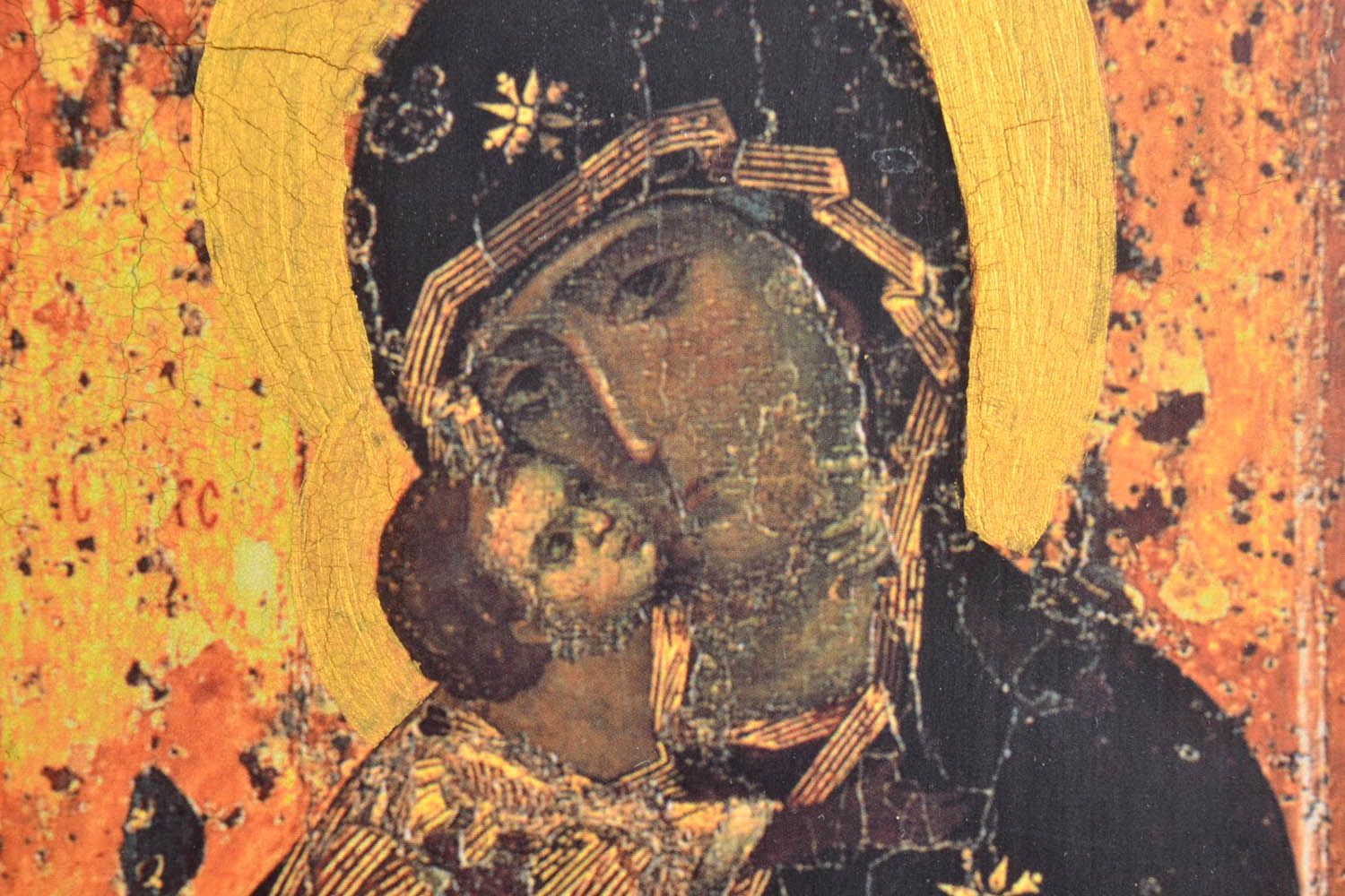 Ícone impresso na madeira, Nossa Senhora de Vladimir foto 5