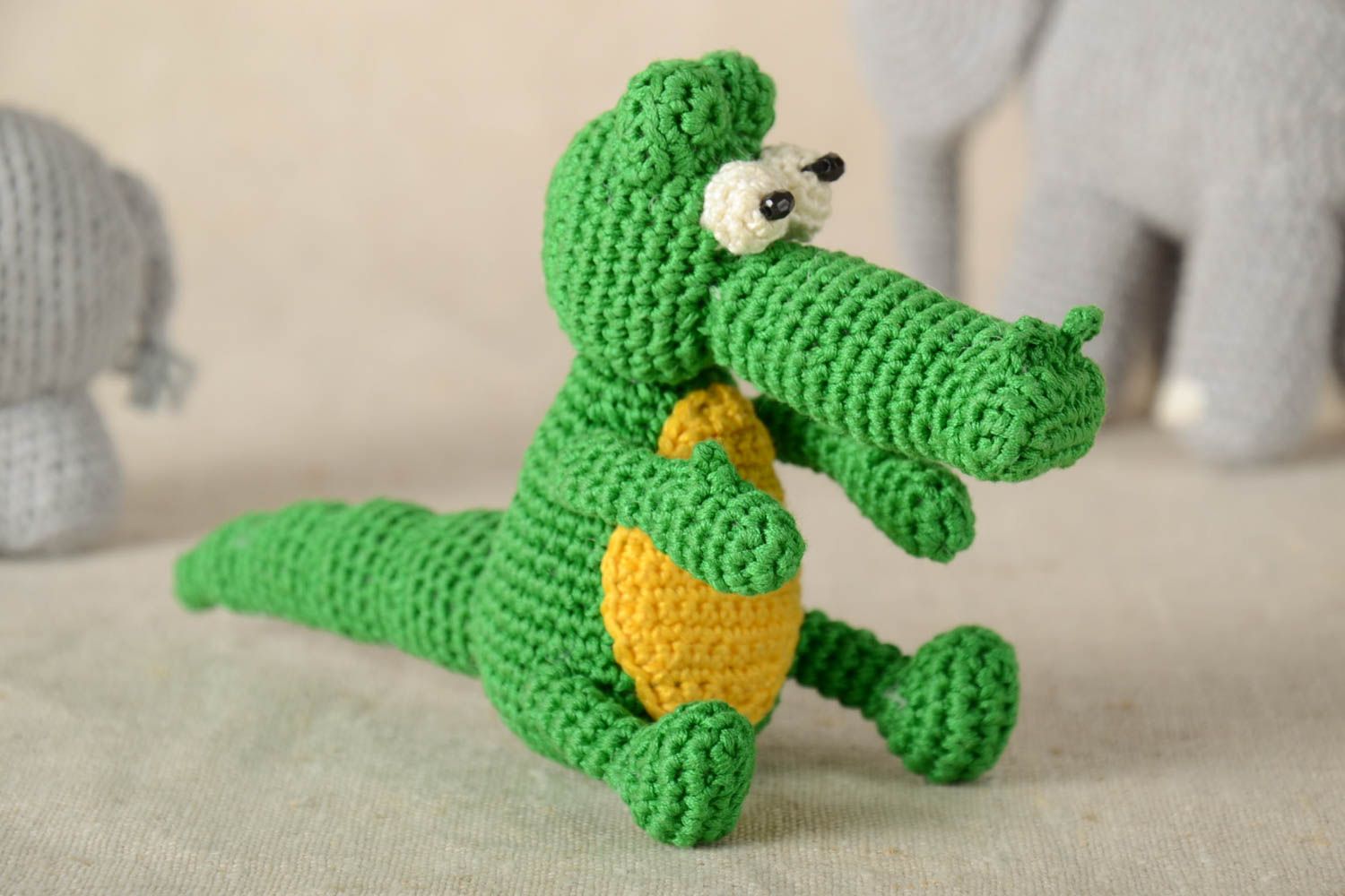 Handmade crocheted toy crocodile tiny toy unusual toys for kids soft toy photo 1