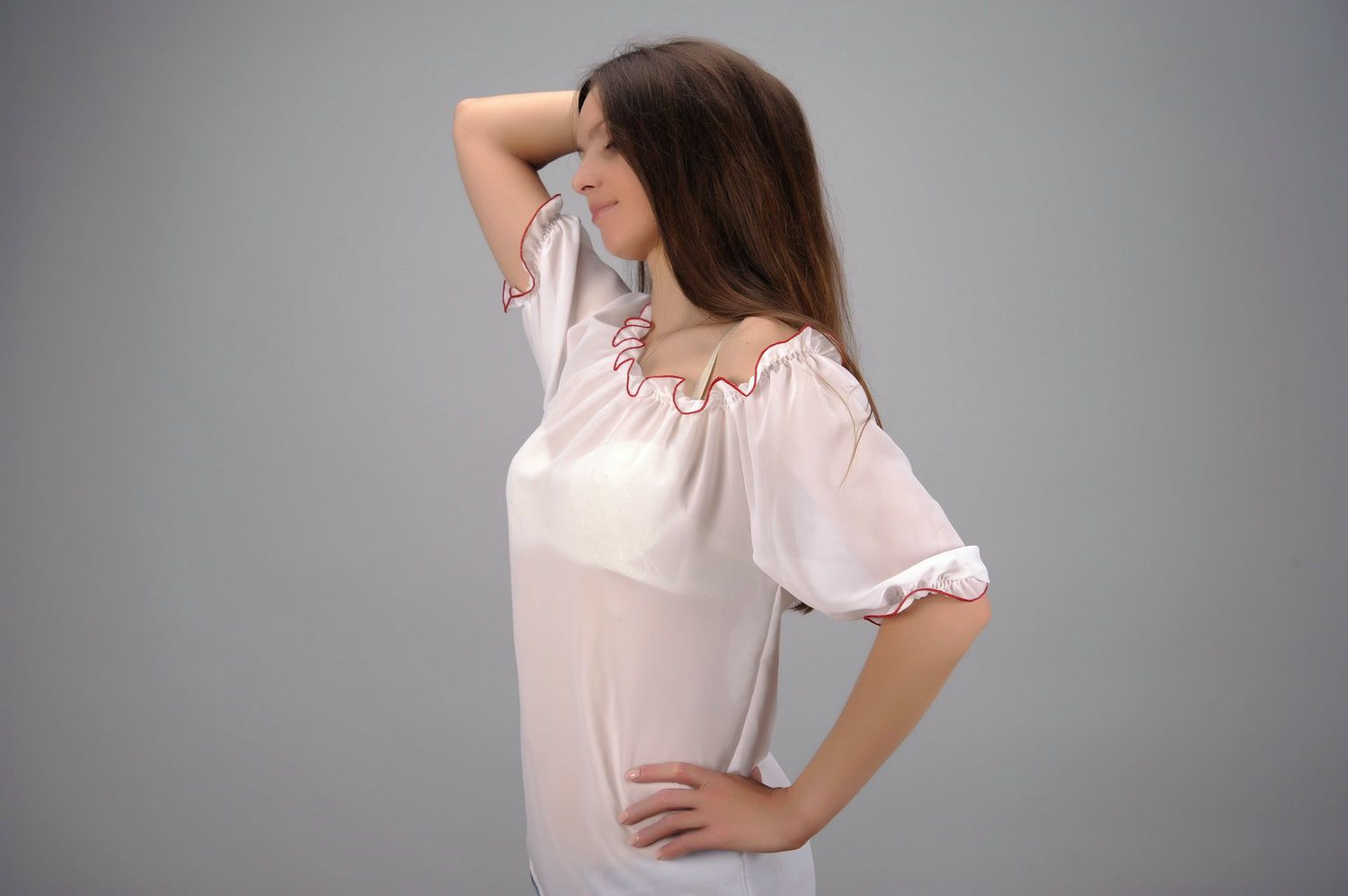 Chiffon blouse with short sleeves photo 4