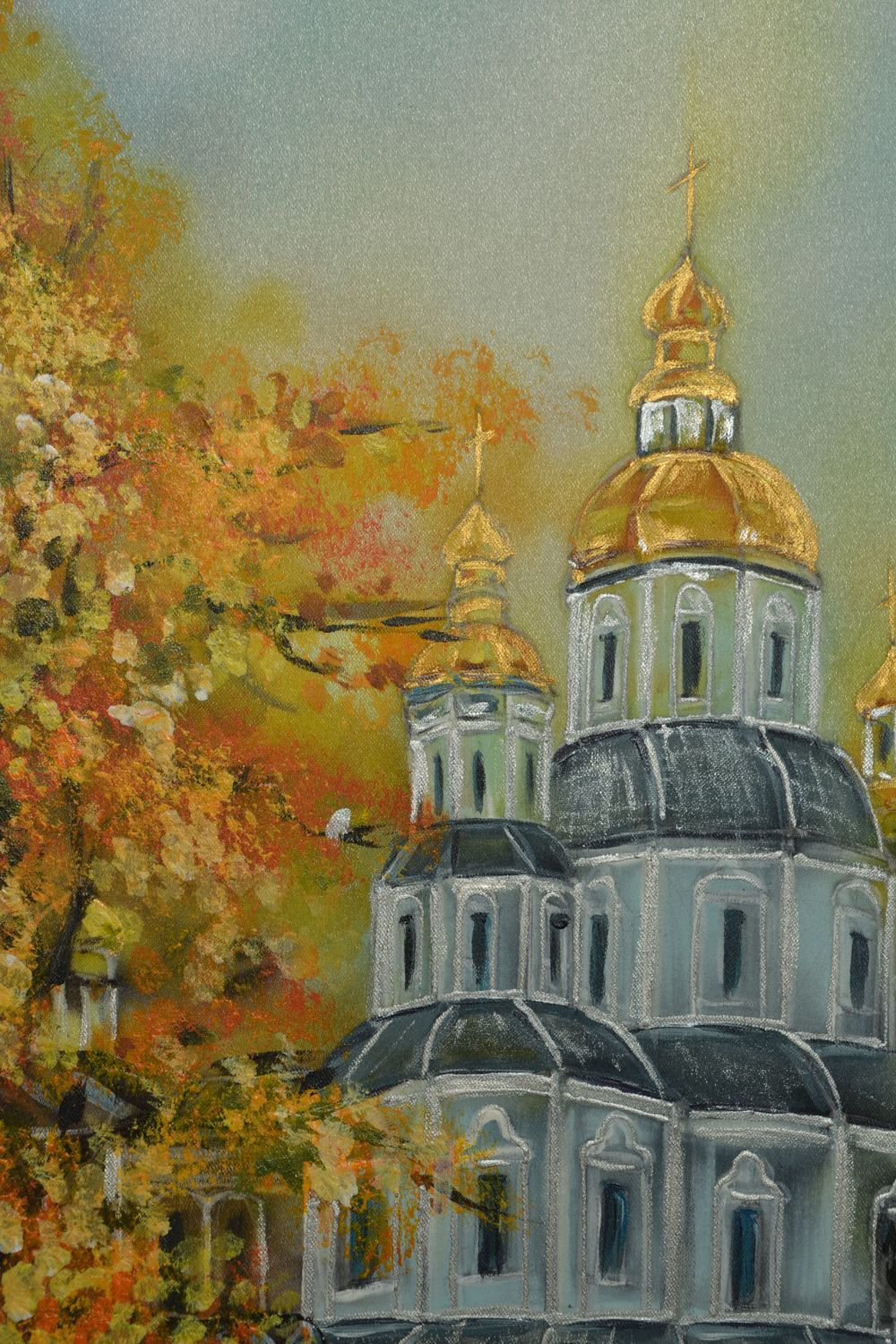 Acrylic painting on silk cloth Pokrovsk Monastery photo 3