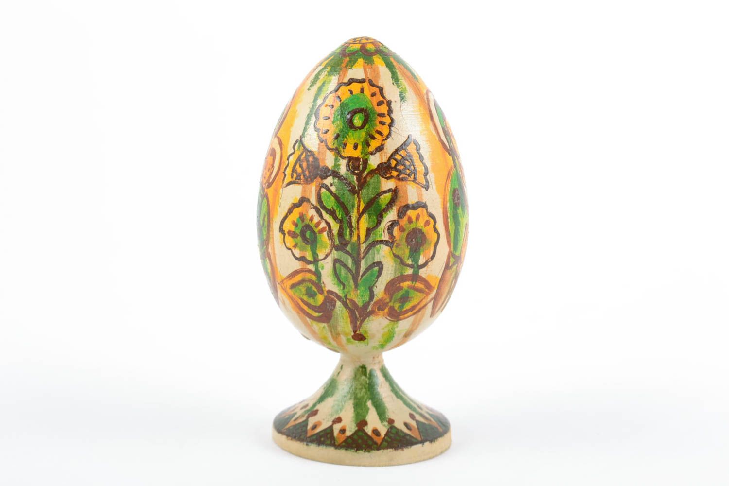 Деревянное яйцо с росписью масляными красками ручной работы для декора дома фото 3