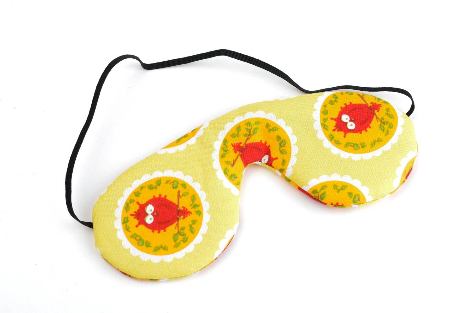 Máscara para dormir amarillo con búhos antifaz artesanal accesorio para mujeres foto 3