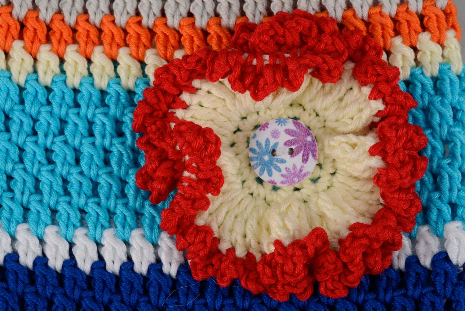Bolsa tricotada com flor foto 4