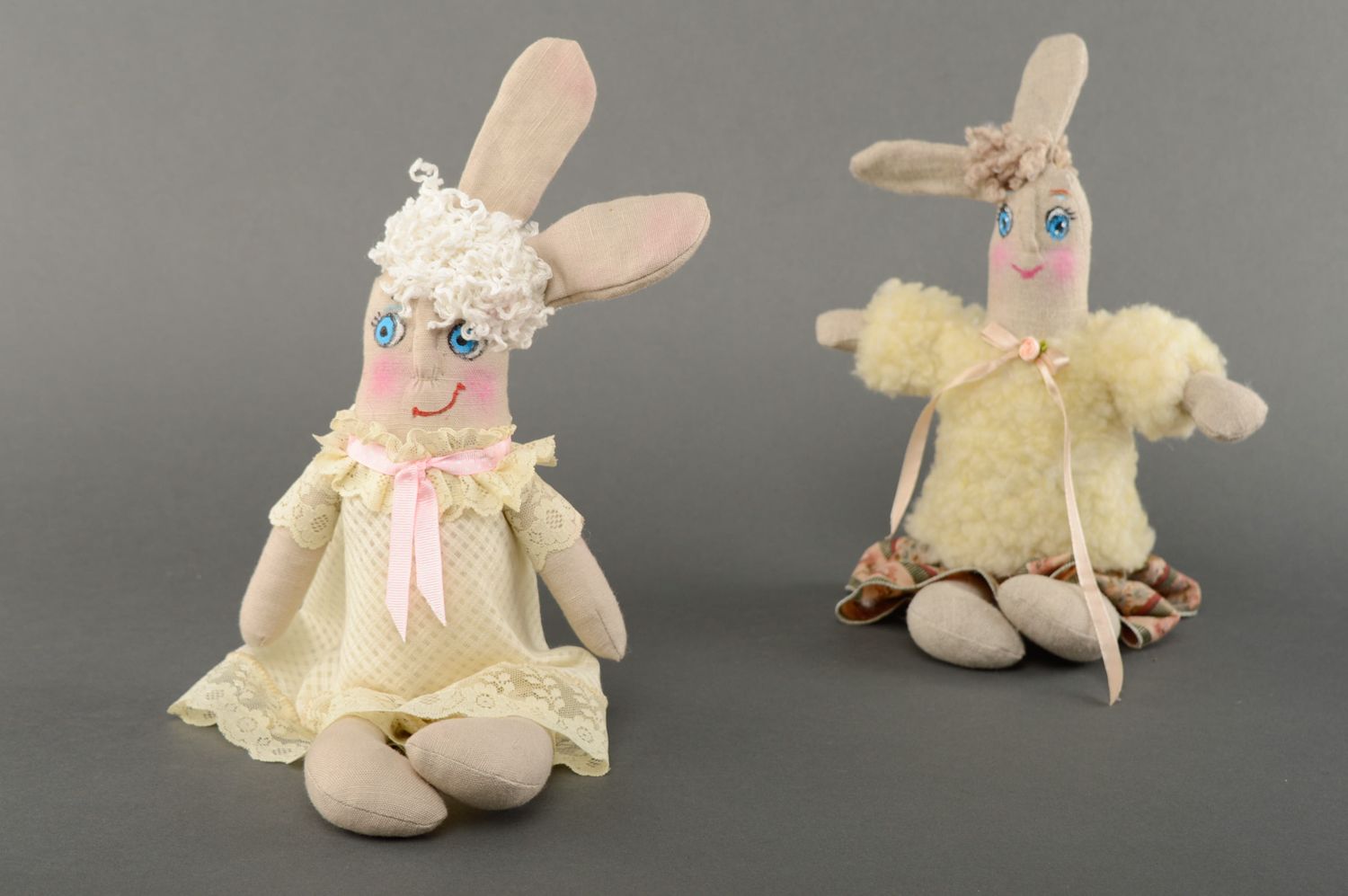 Fabric soft toy rabbit in beautiful dress photo 4