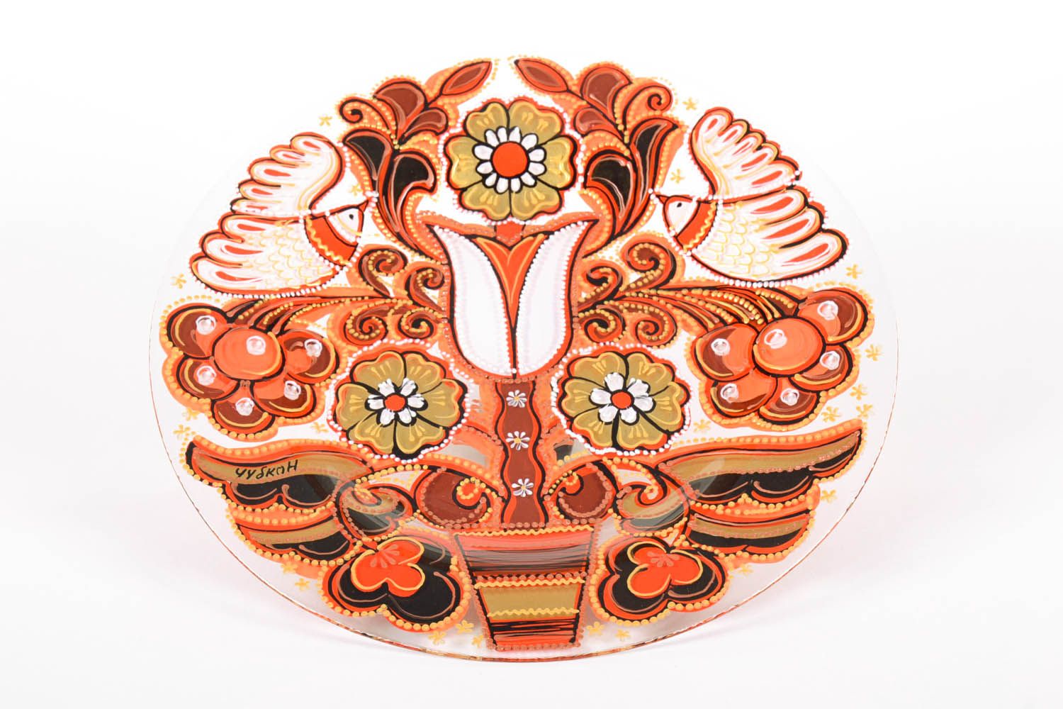 Декоративная тарелка с росписью фото 2
