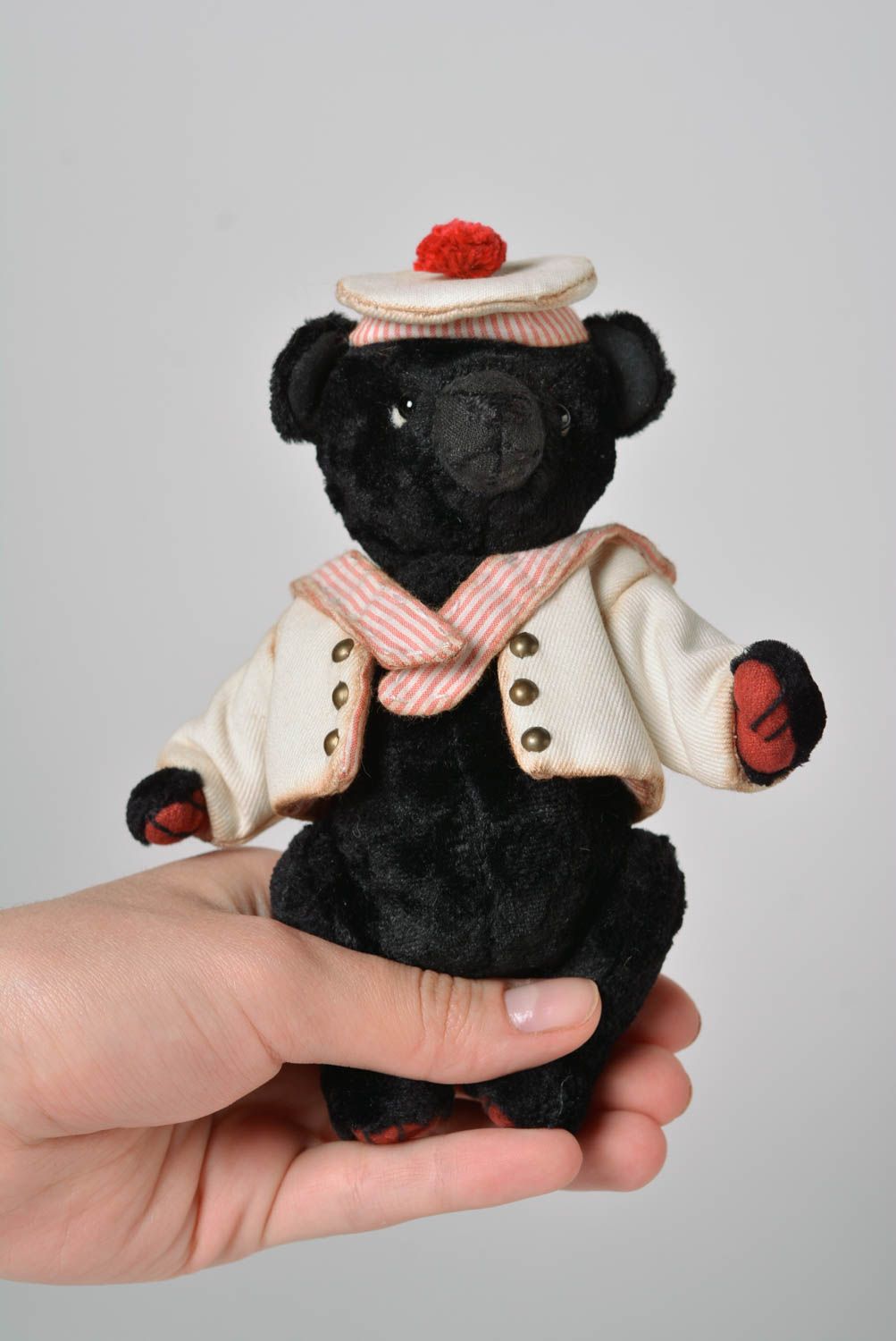 Peluche ours noir Jouet fait main en tissu original Cadeau pour enfant photo 2
