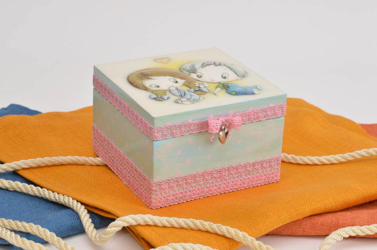 Jewelry box beautiful handmade table box decorative wooden box with decoupage photo 1