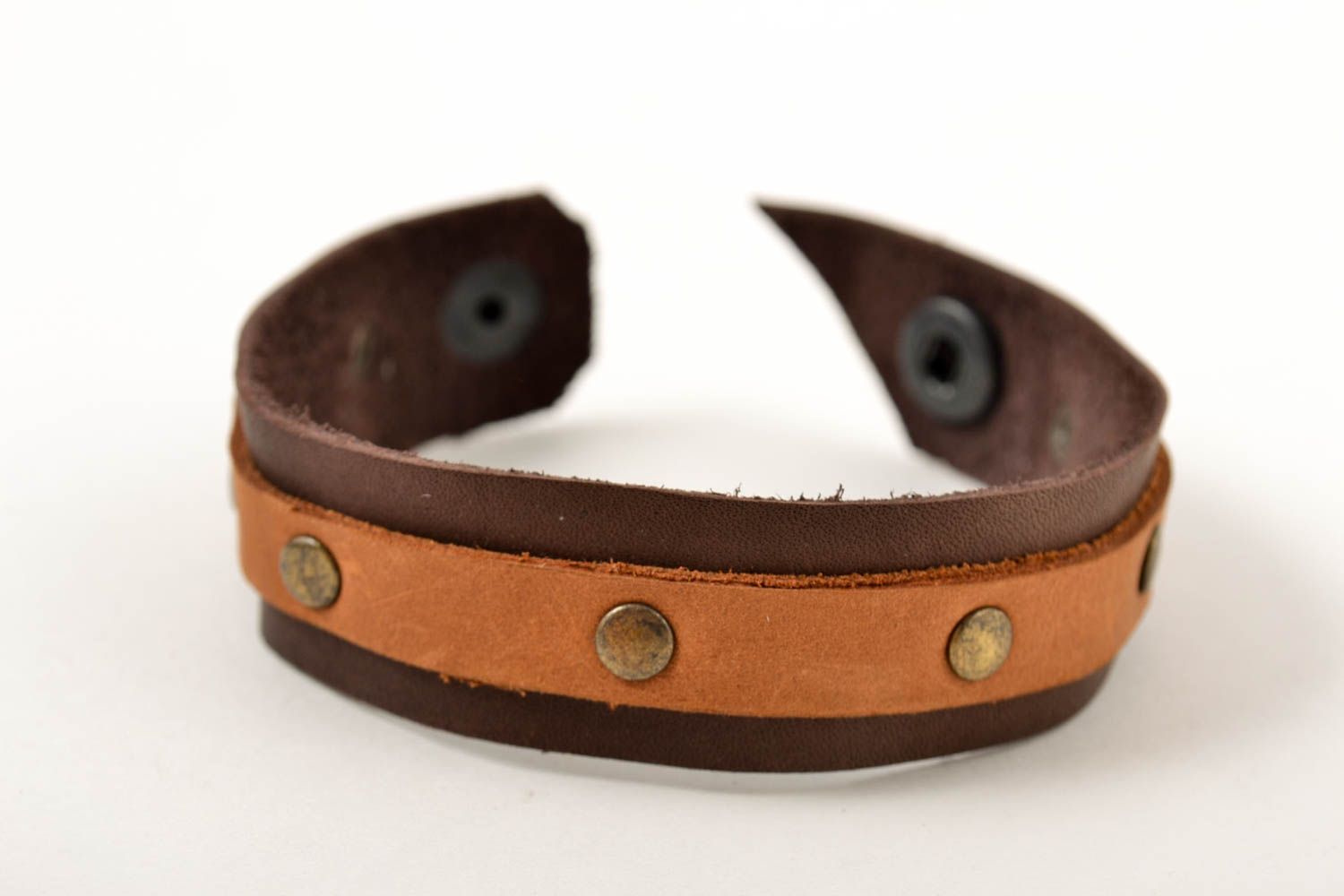 Handmade Leder Armband in Braun Designer Schmuck Accessoire für Männer breit foto 3