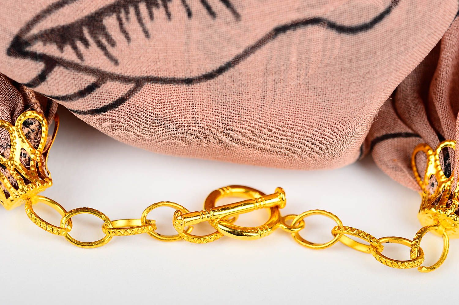 Шарф ручной работы женский шарф легкий шифоновый шарф коричневый светлый фото 5