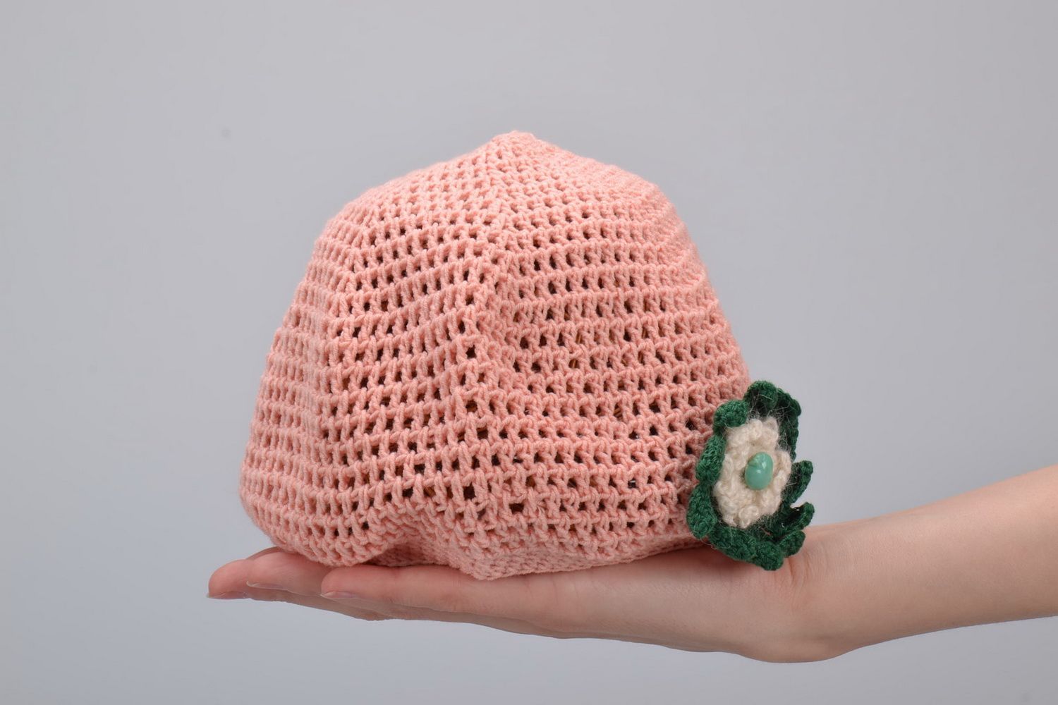 Gentle pink crochet hat photo 5