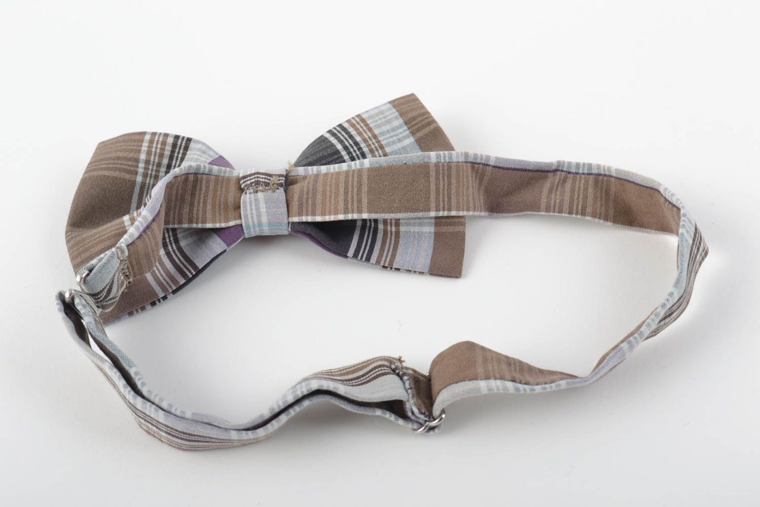 Текстильный галстук-бабочка ручной работы для мужчин и женщин в крупную клетку фото 3