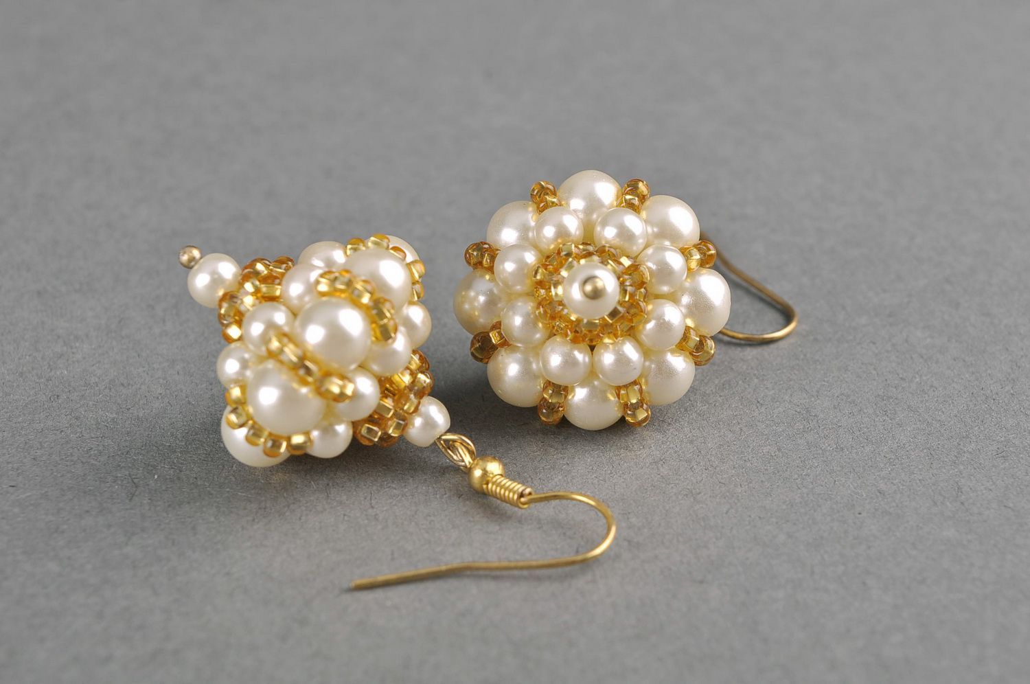 Earrings made of Italian beads and pearls Crown photo 1