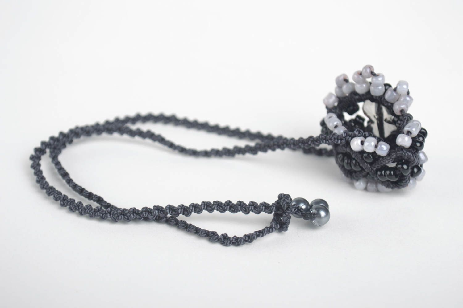 Stylish jewelry set fashionable textile pendant female black ring cute jewelry photo 3