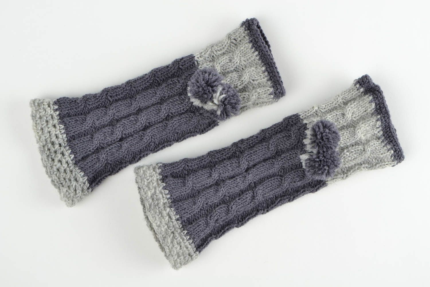 Mitaines tricot faites main Gants mitaines Accessoire femme crochet laine photo 2