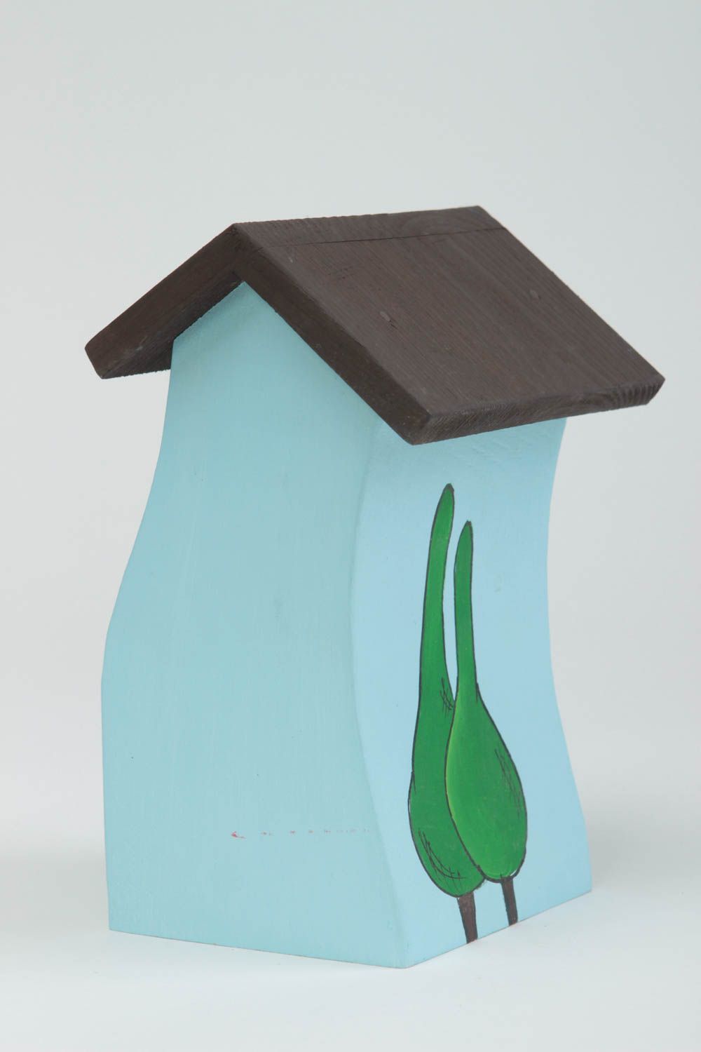 Handmade Deko Haus Figur aus Holz schöne Dekoration Designer Geschenk  foto 3