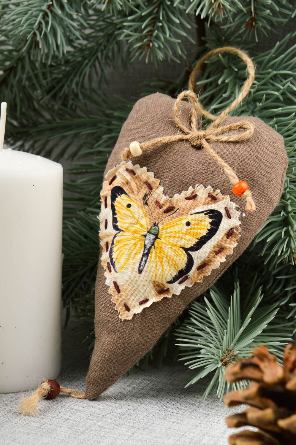 Декор для дома ручной работы мягкое сердце с бабочкой декоративное сердце фото 1