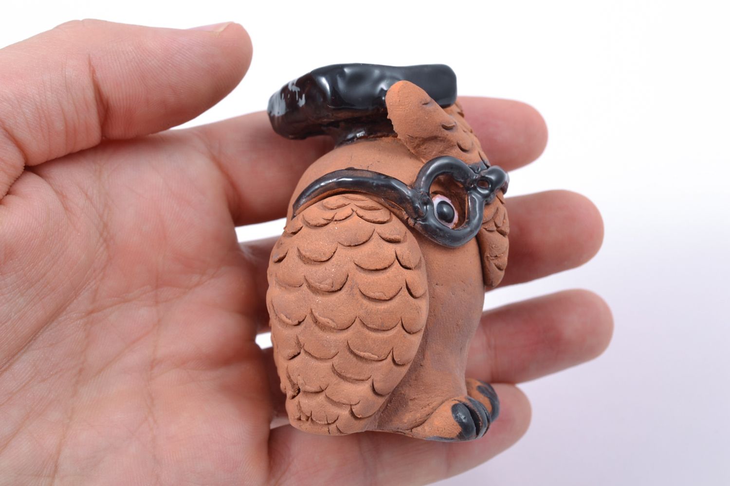 Handmade ceramic figurine of owl photo 2